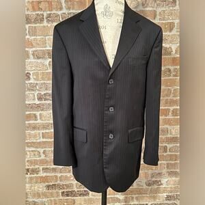 Stafford supersuit black blue pinstripe sports coat blazer jacket size 38S